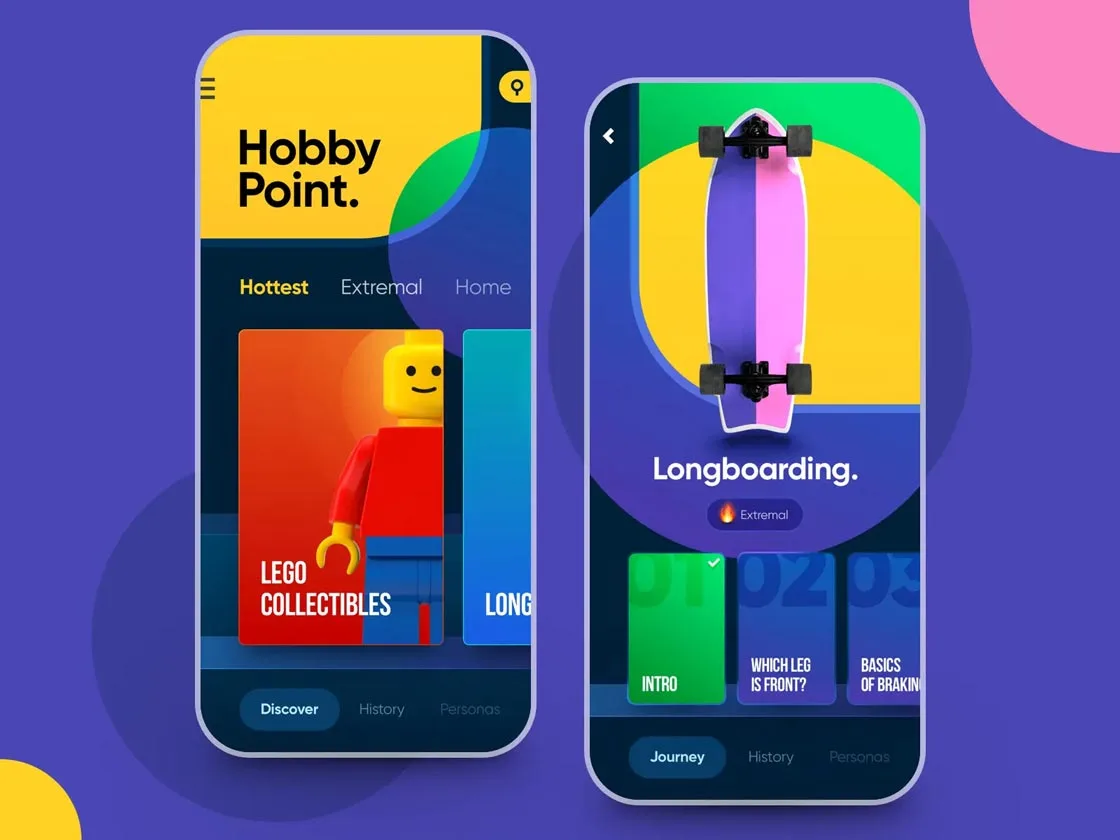Hobby Point mobile app screens