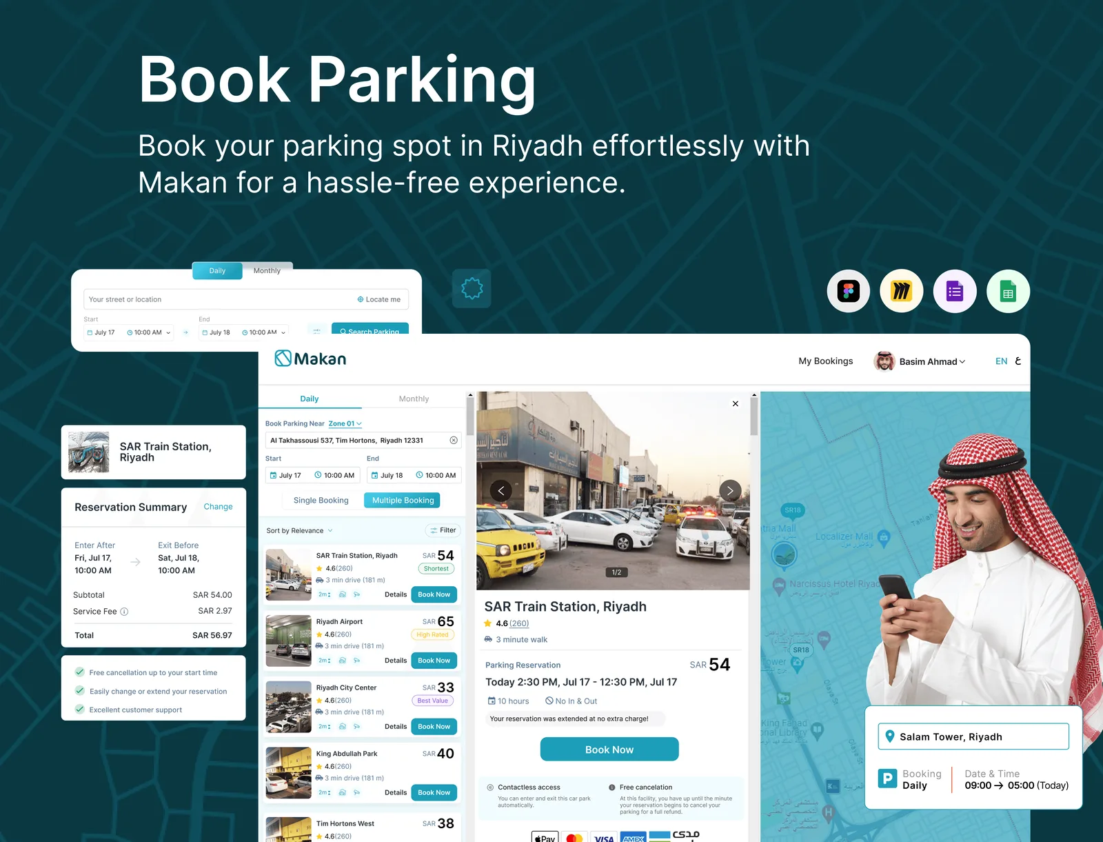 Makan parking booking interface for Riyadh